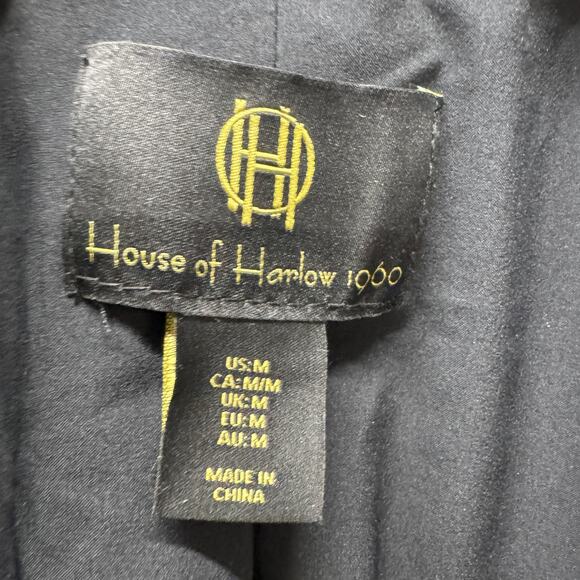 House of Harlow Blazer Womens Medium White Black Gold Fringe Crop Jacket - Picture 2 of 7